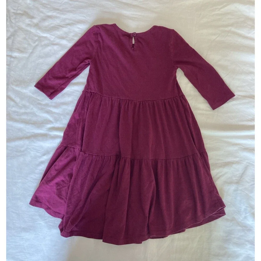 5T Old Navy girl clothes - 1 piece dress | solid plum color theme